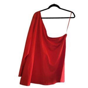 Red Torrid Women's Foxy Knit One Shoulder Mesh Sleeve Top